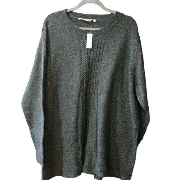 Soft Surroundings Green Wool Blend Sweater Plus Size 3X Cozy Classic Pullover - Picture 1 of 14